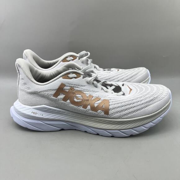 HOKA One One Mach 5 Running Shoes Mens Size 11 White Copper Comfort Low Sneakers - Picture 1 of 8
